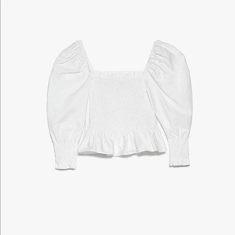 Zara White Puff Sleeve Top